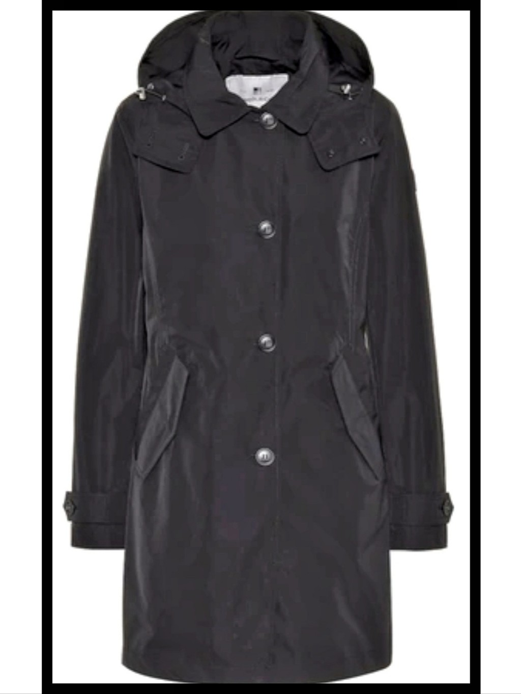 Woolrich 100% Polyester Lightweight Midi Parka Jacket Detachable Hood Black Xs